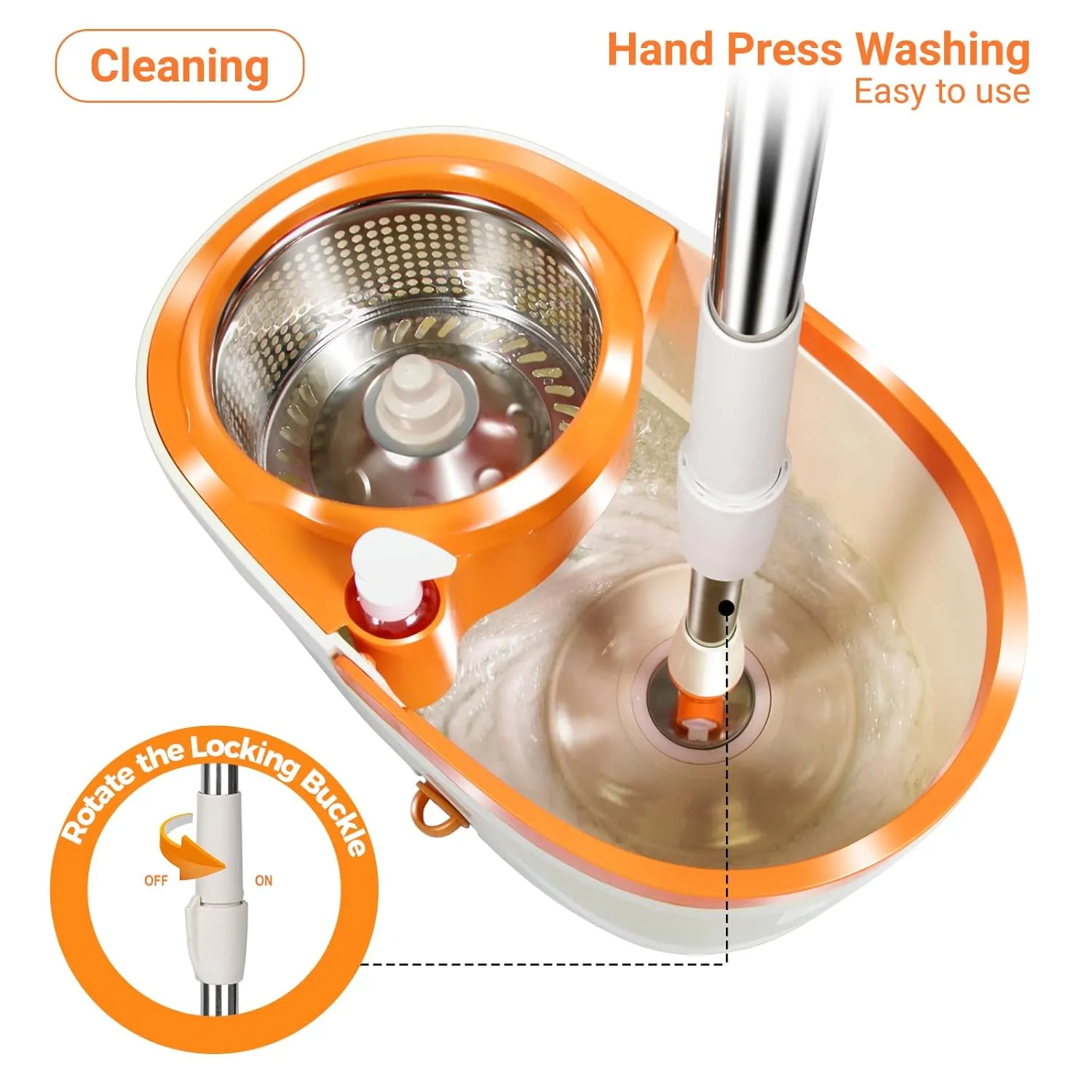 6L Foot Pedal Microfiber Spin Mop with 4 Pcs Microfiber Mop Heads