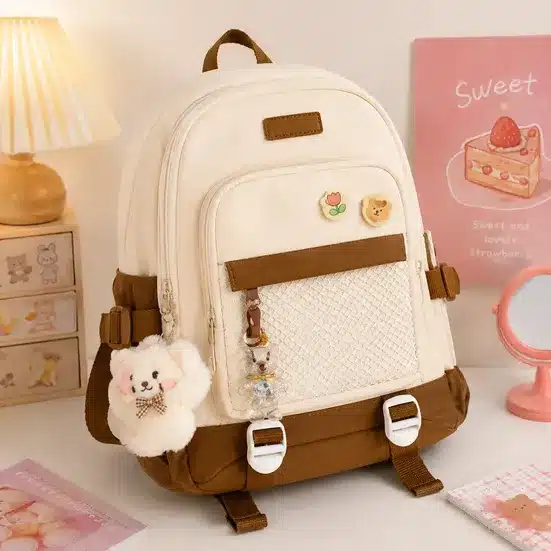 Cute Teddy Charm Backpack